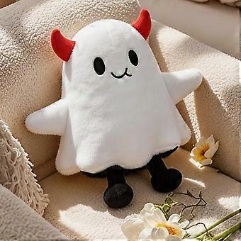 White Plush Devil Toy with Red Horns, Soft Stuffed Animal, Birthday Christmas Gift for Boys & Girls