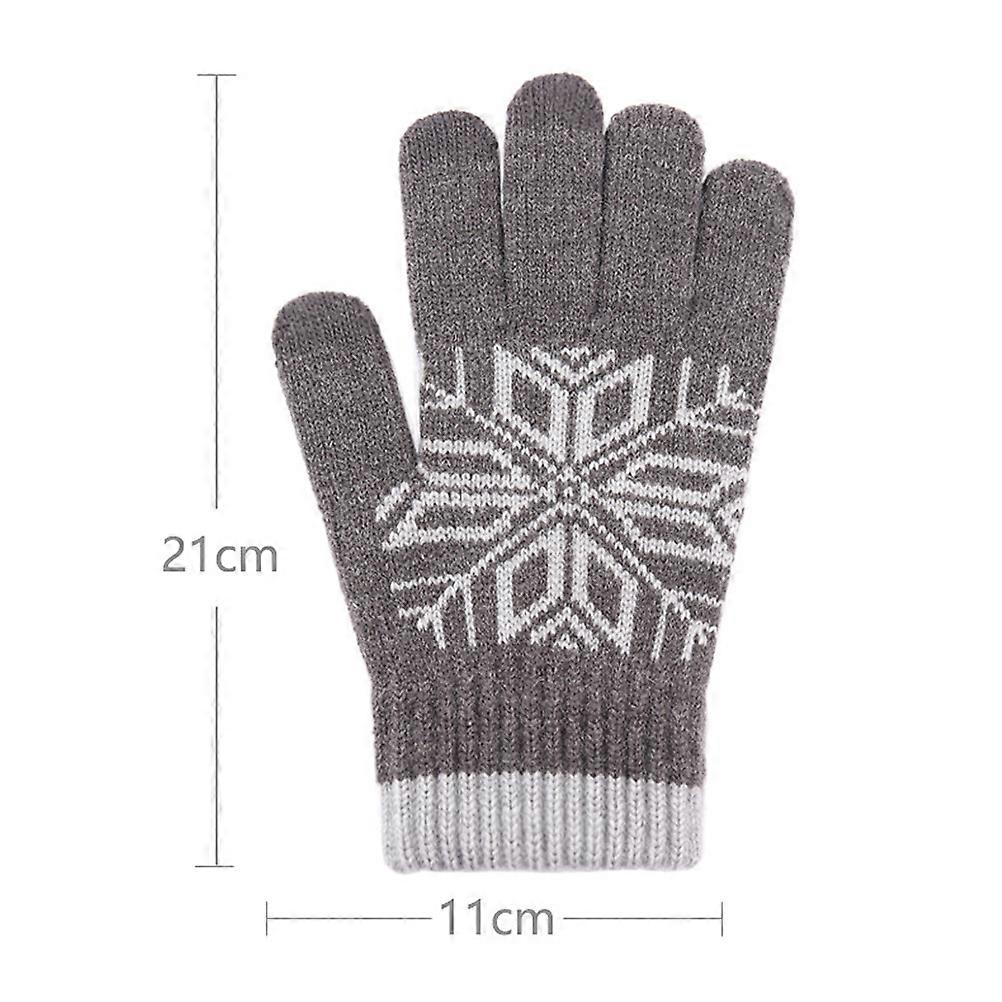 Screen Gloves Thickened Knitted Gloves for Winter 1Pair Grey