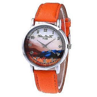 Round Dial Men Classic Quartz Watch Leather Strap Simple Watch Gifts