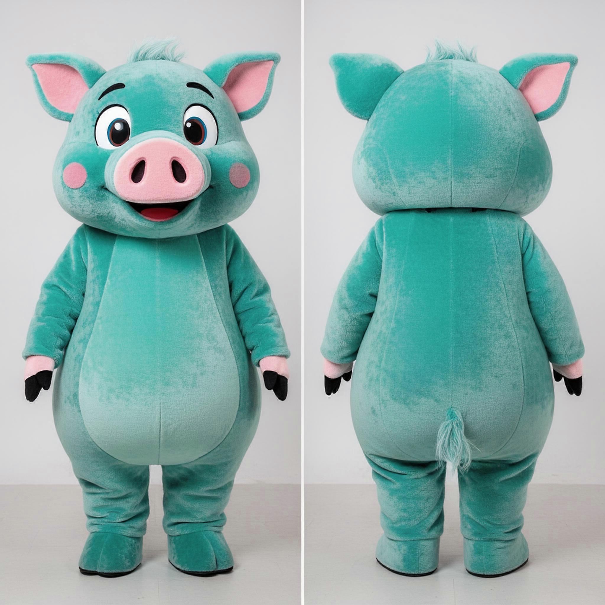 MASTICOT Teal Cartoon Sow Mascot
