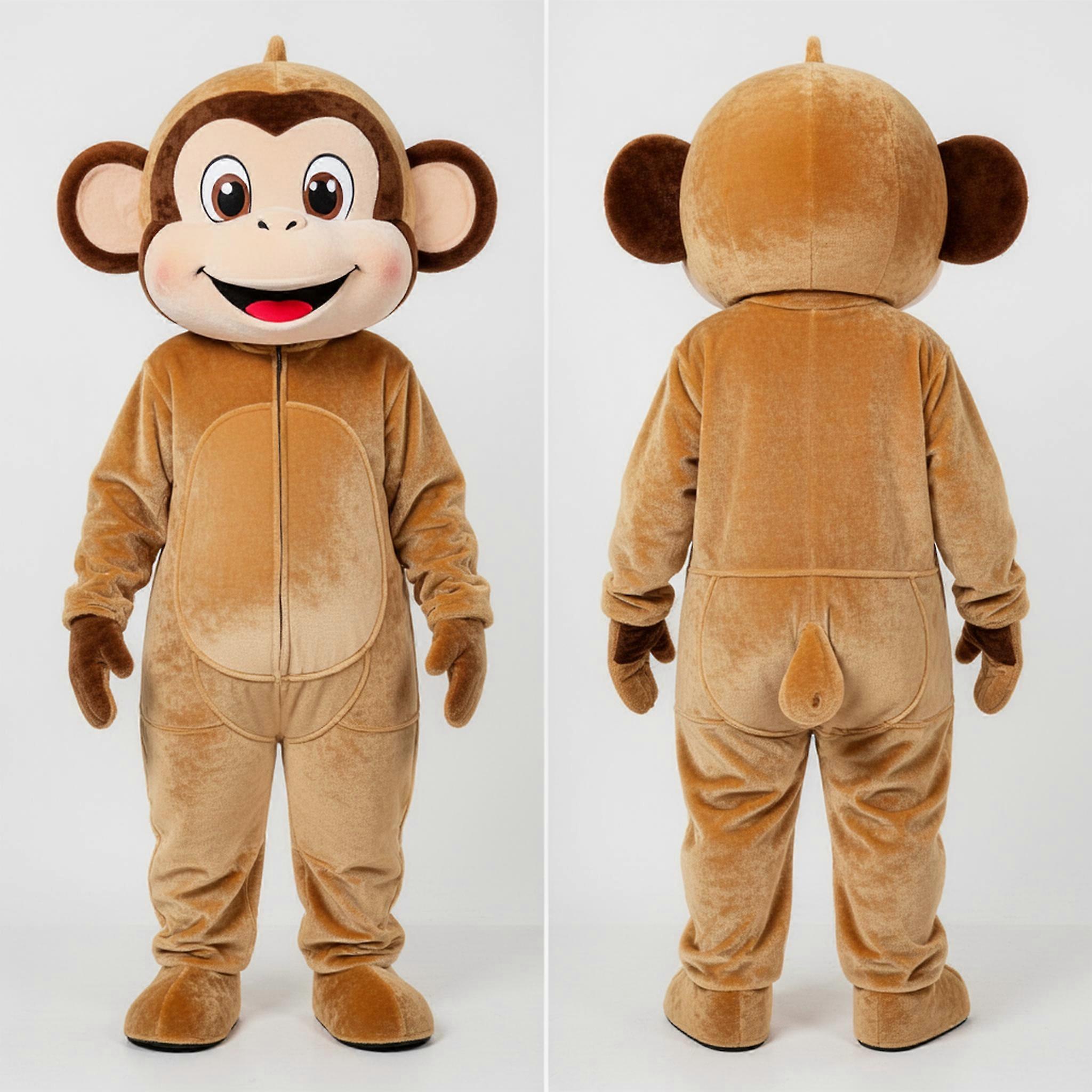 MASTICOT Tan Velvety Smiling Monkey Mascot