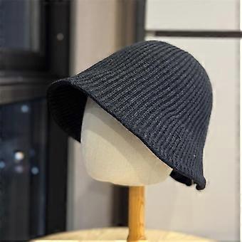 1111 New Knitted Fisherman Hat Autumn and Winter Solid Color Versatile Face Small Bucket Hat Premium Sense Plain Basin Hat