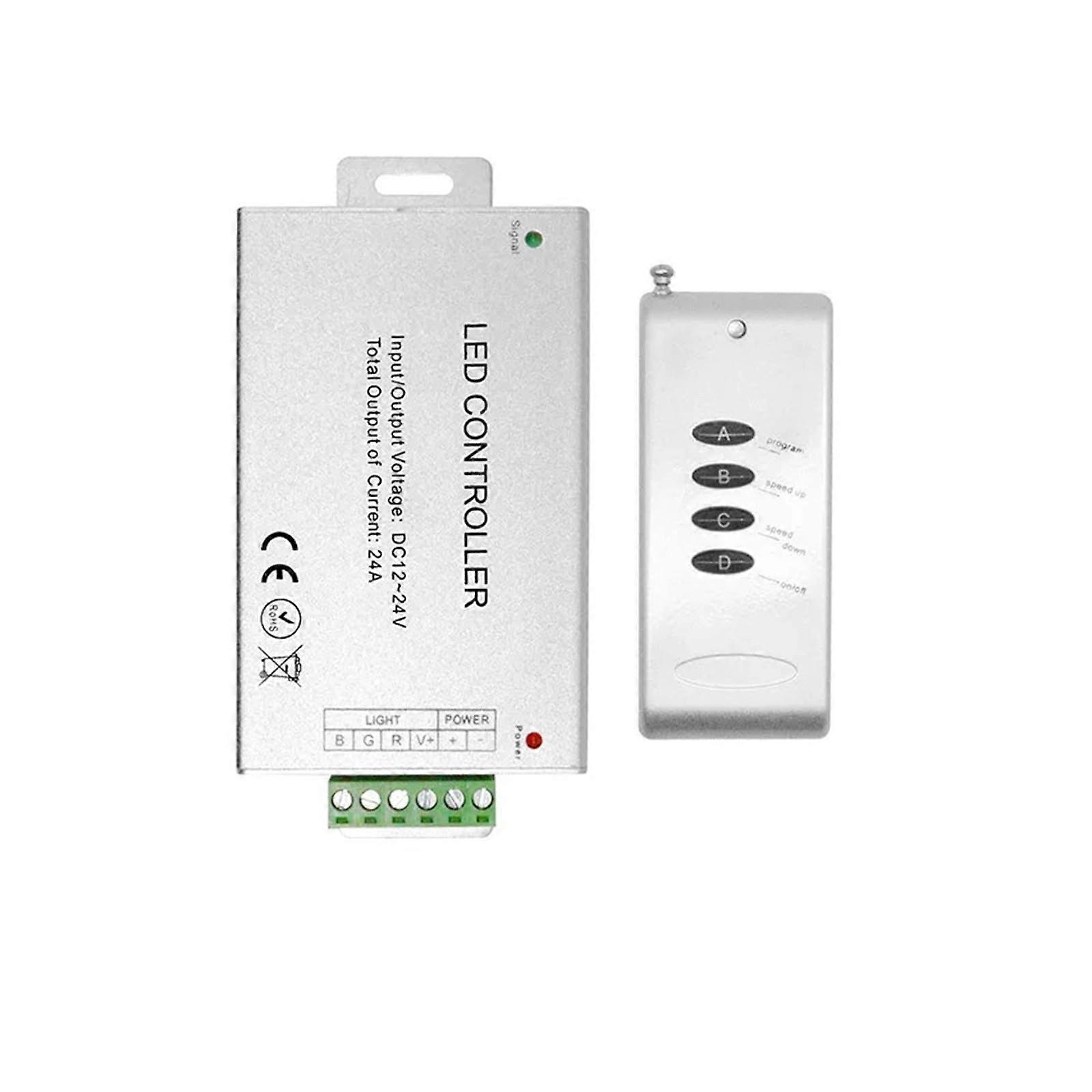 RGB LED Controller with 4 Button Remote Dimmer, Durable Aluminum Shell, 12V 24V Wide Voltage Range