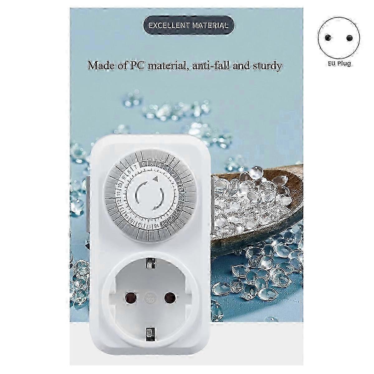 24-Hours Cycle Mechanical Timer with Overload Protection, 16A High-Power EU Plug for Timing Socket Automatic Shutdown