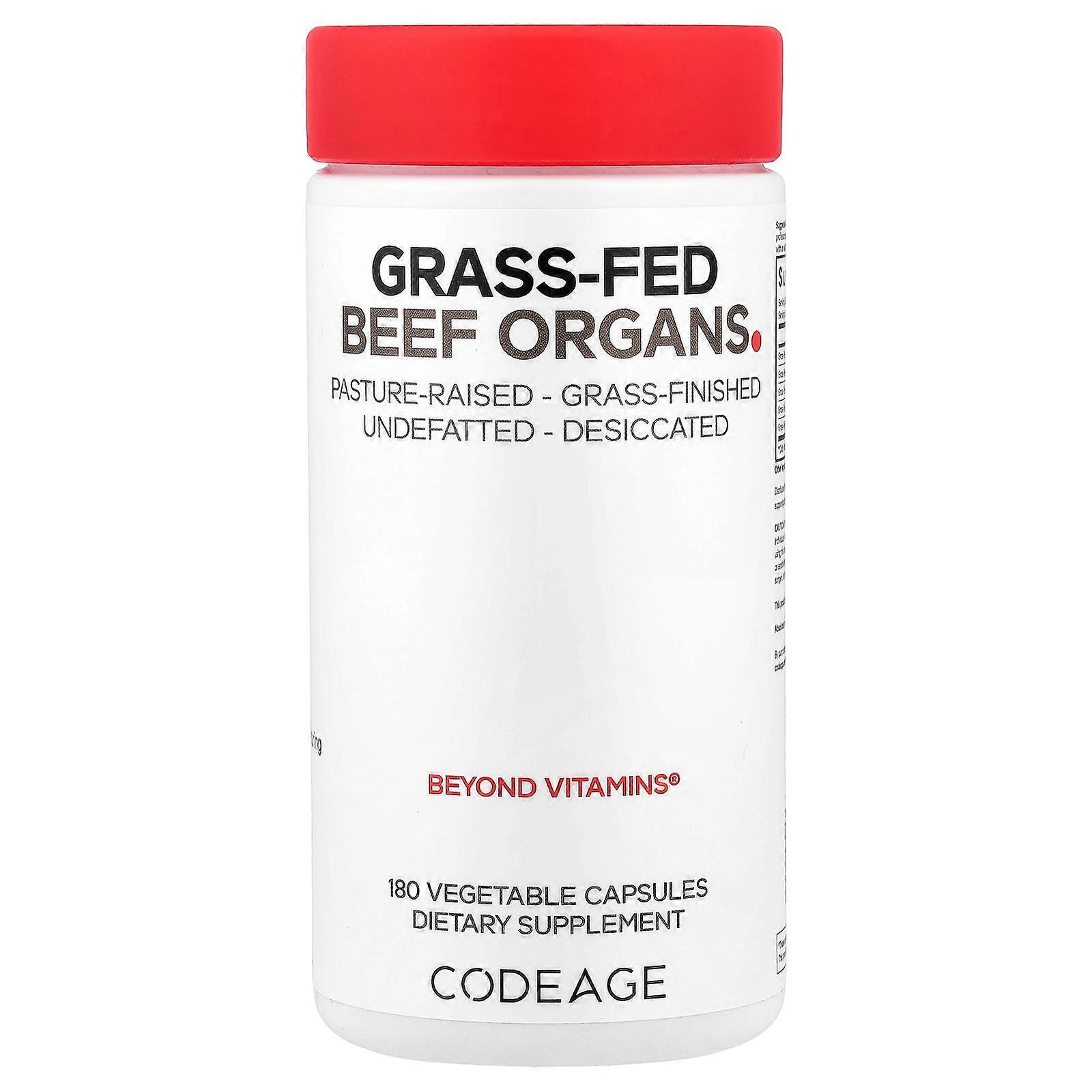 Codeage, Grass-Fed Beef Organs, 180 Vegetable Capsules