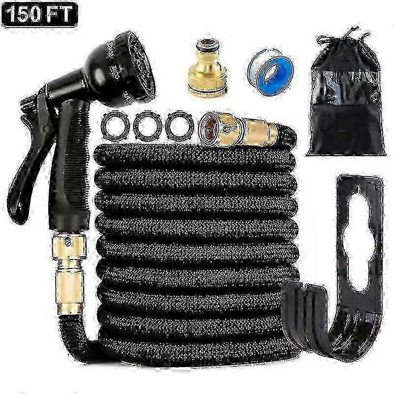 100ft Stretchable Garden Hose Set with 8-Pattern Spray Nozzle