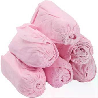 100Pcs Pink Nonwoven Shoe Covers, Disposable Breathable Nonslip Protector