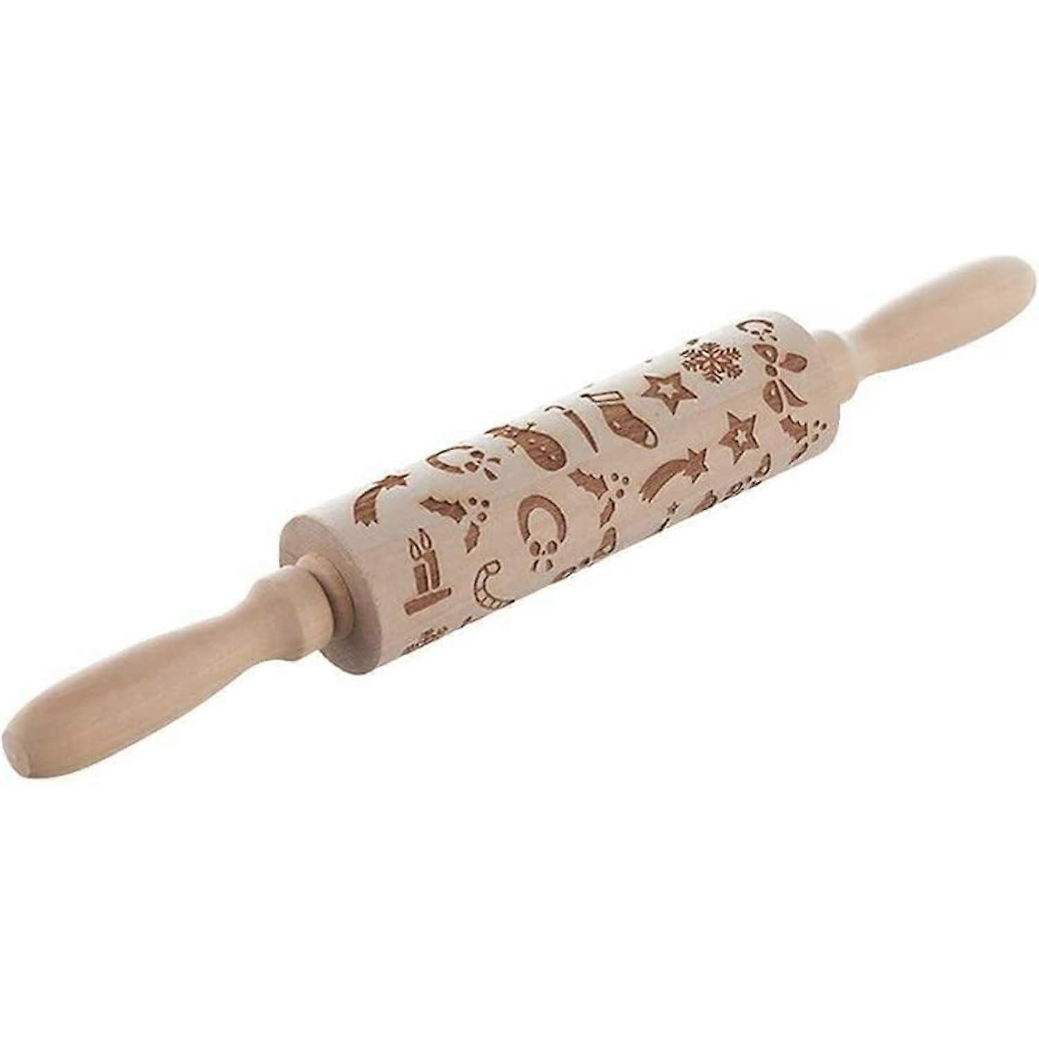 Wooden Christmas Pattern Rolling Pin