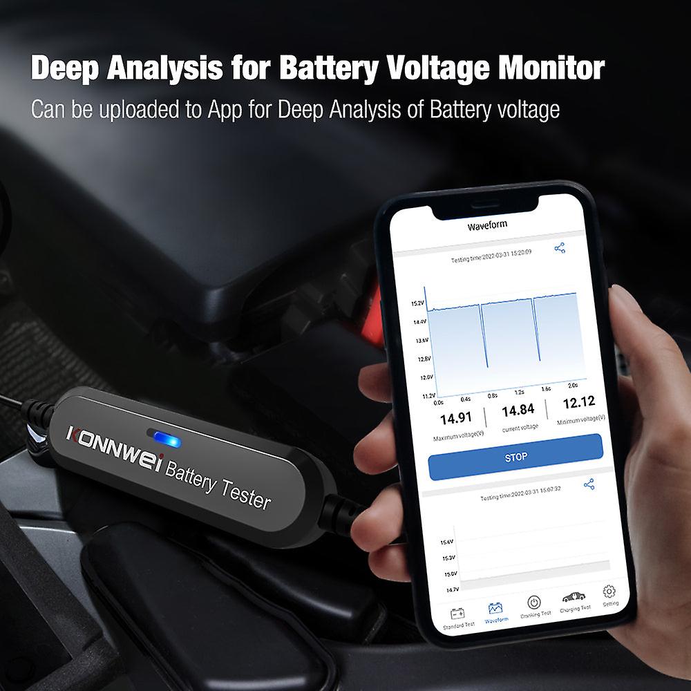 Konnwei Bk100 Bluetooth 5.0 Araba Motosiklet Akü Test Cihazı 6v 12v Pil Monitörü 100 ila 2000 Cca Şarj Krank Test Araçları