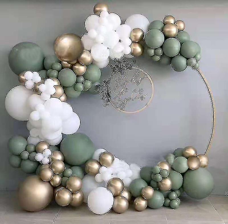 Rl 137pcs Grün Weiß Farbe Latex Ballon Set Geburtstagsfeier Dekoration Und Hochzeitszubehör