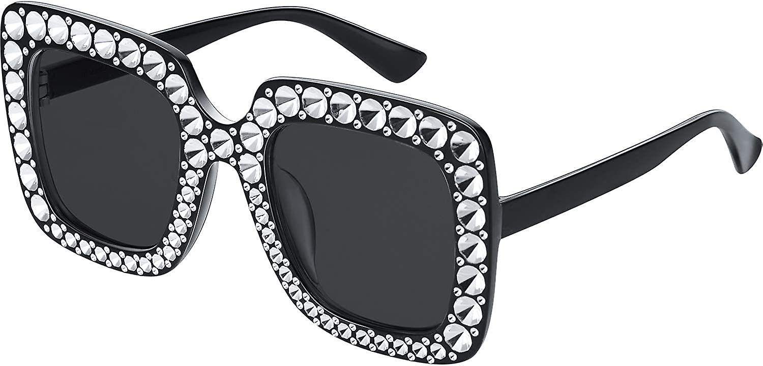Oversize Square Sparkling Sunglasses Retro Thick Frame Sunglasses