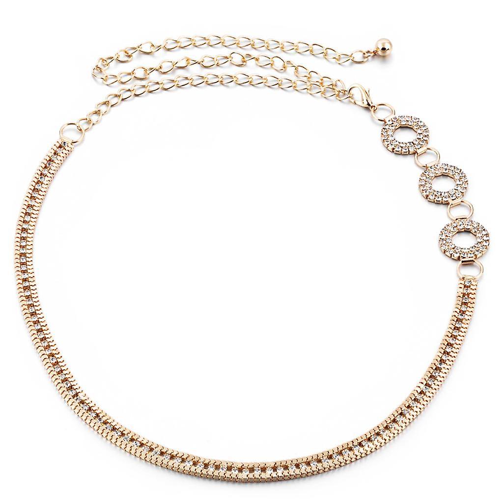 Moda Mujer Cristal Pedrería Metal Cadena Cinturón 1
