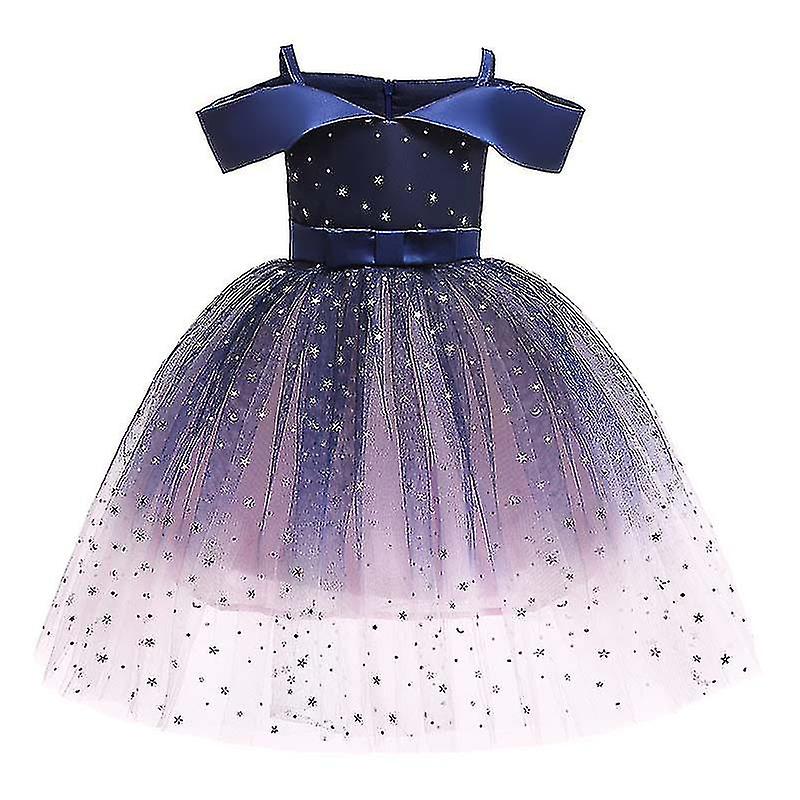 2-10 Years Girls Cold Shoulder Princess Dress Party Dresses-c