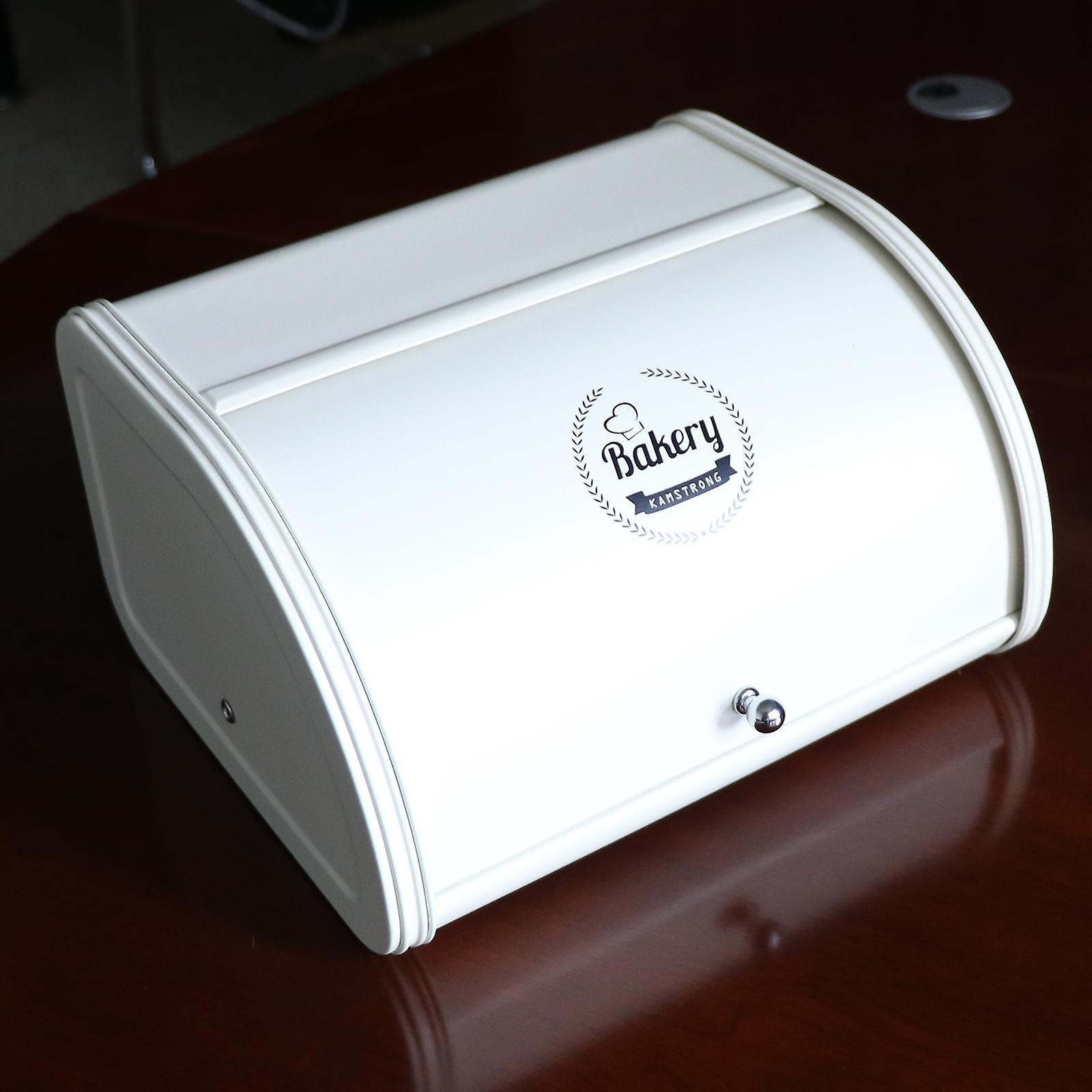 Iron Bread Box Retro Bread Bin Cake Basket Storage Organizer White