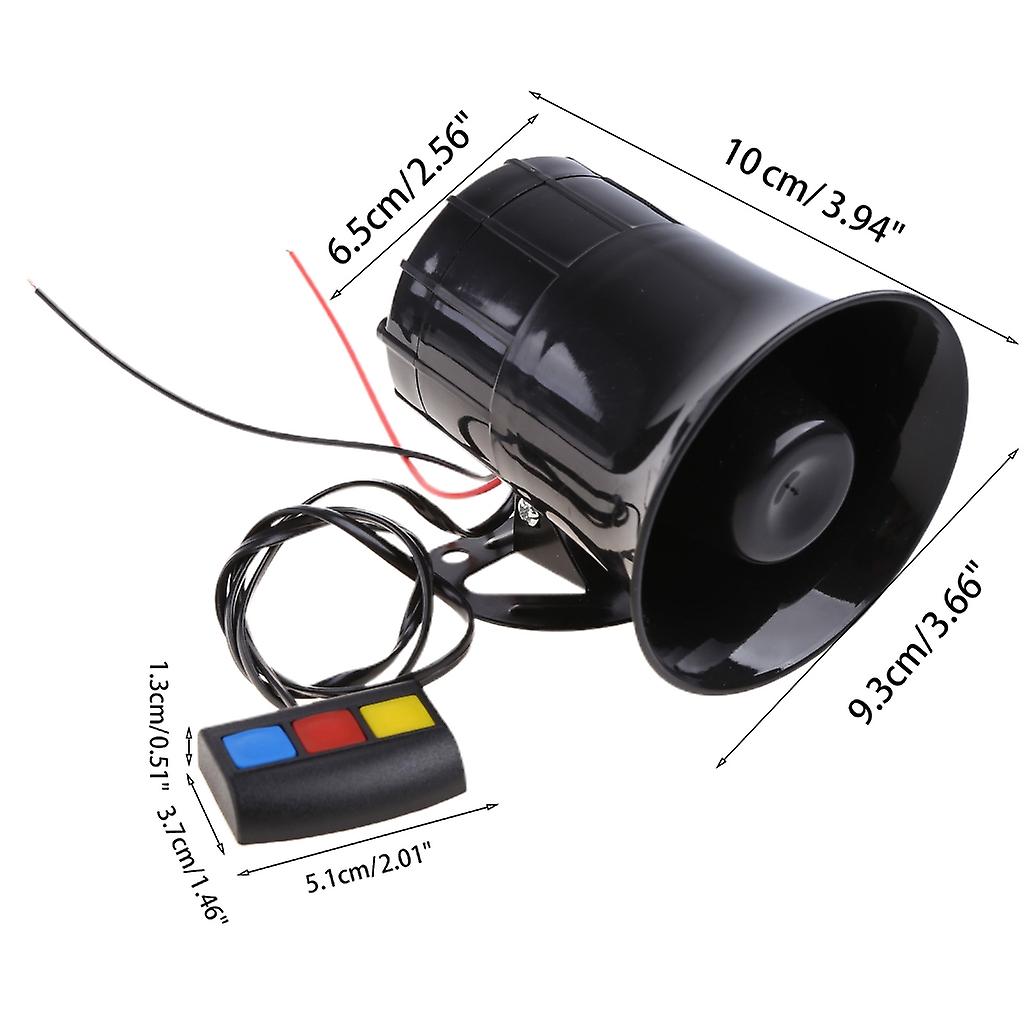 DriSentri Sirène Alerte 12-24V Noir 6 Tons - Alarme Voiture Moto Puissante 105dB Avec Support - Horn Avertissement Véhicule