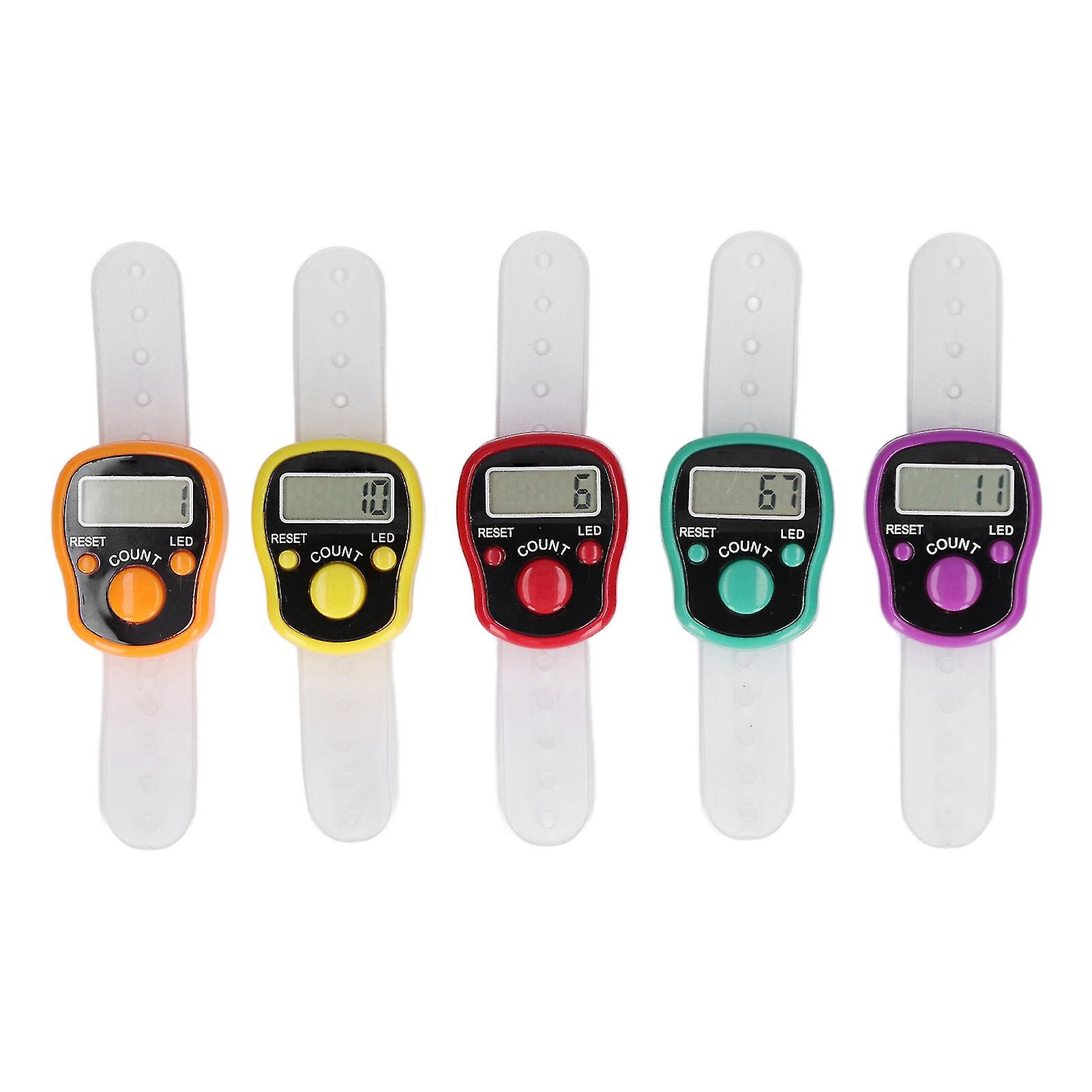 Lot de 5 compteurs de doigts électroniques, portables, légers et réglables, avec lumière