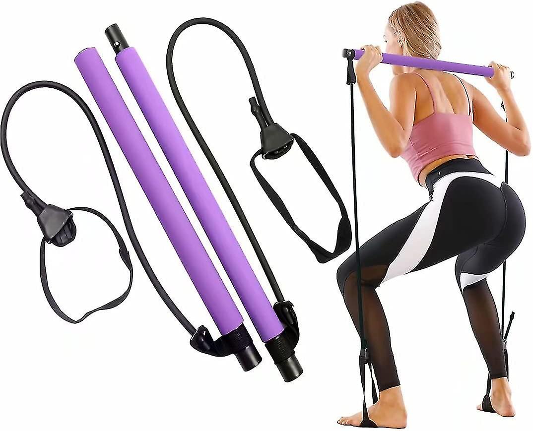 Pilates Bar Kit,with Adjustable Resistance Band Portable Pilates Exercise Bar Stick For Stretching, Yoga, Shaping,exercise,sit-ups,lose Weight