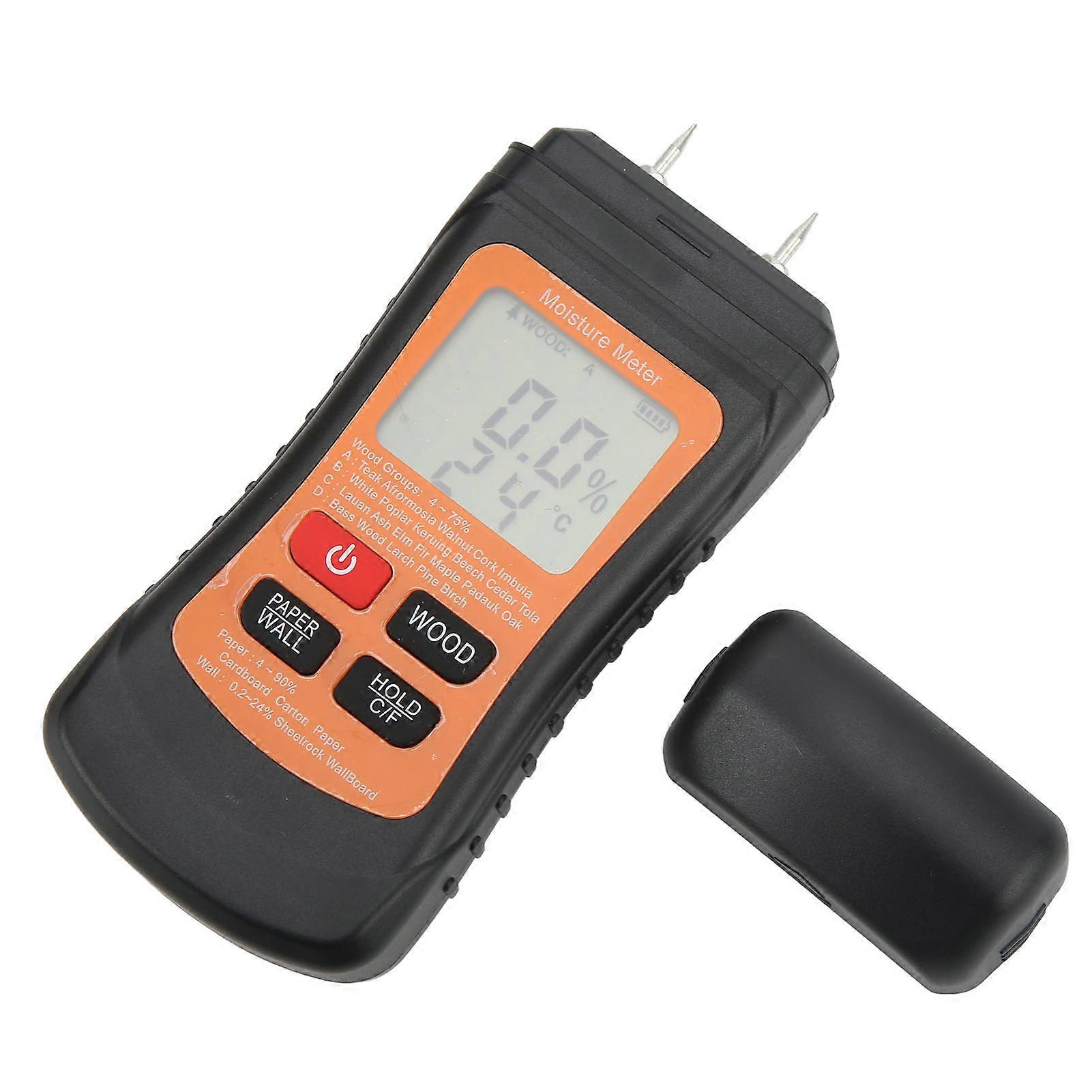 Wood Moisture Meter Temperature Detector Tester Digital Display Tool for Paper Wall