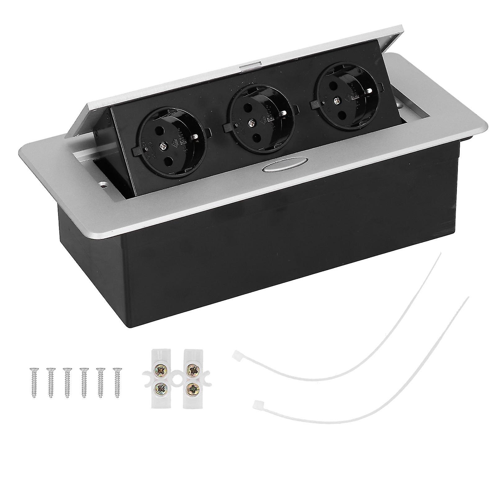 Desktop Socket Embedded Power Outlet, 3 Position Charging Socket