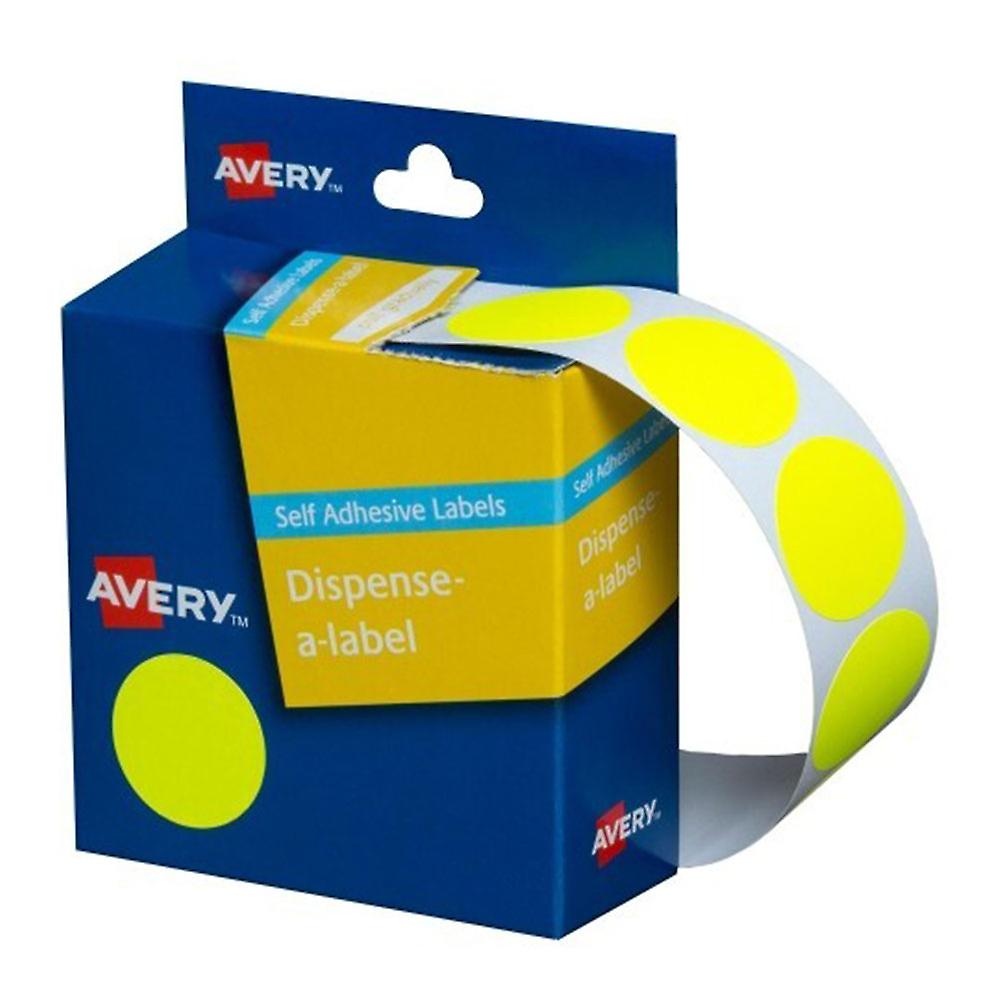 Avery Self Adhesive Yellow Dot Label Dispenser Removable Multi Purpose Pack 24mm