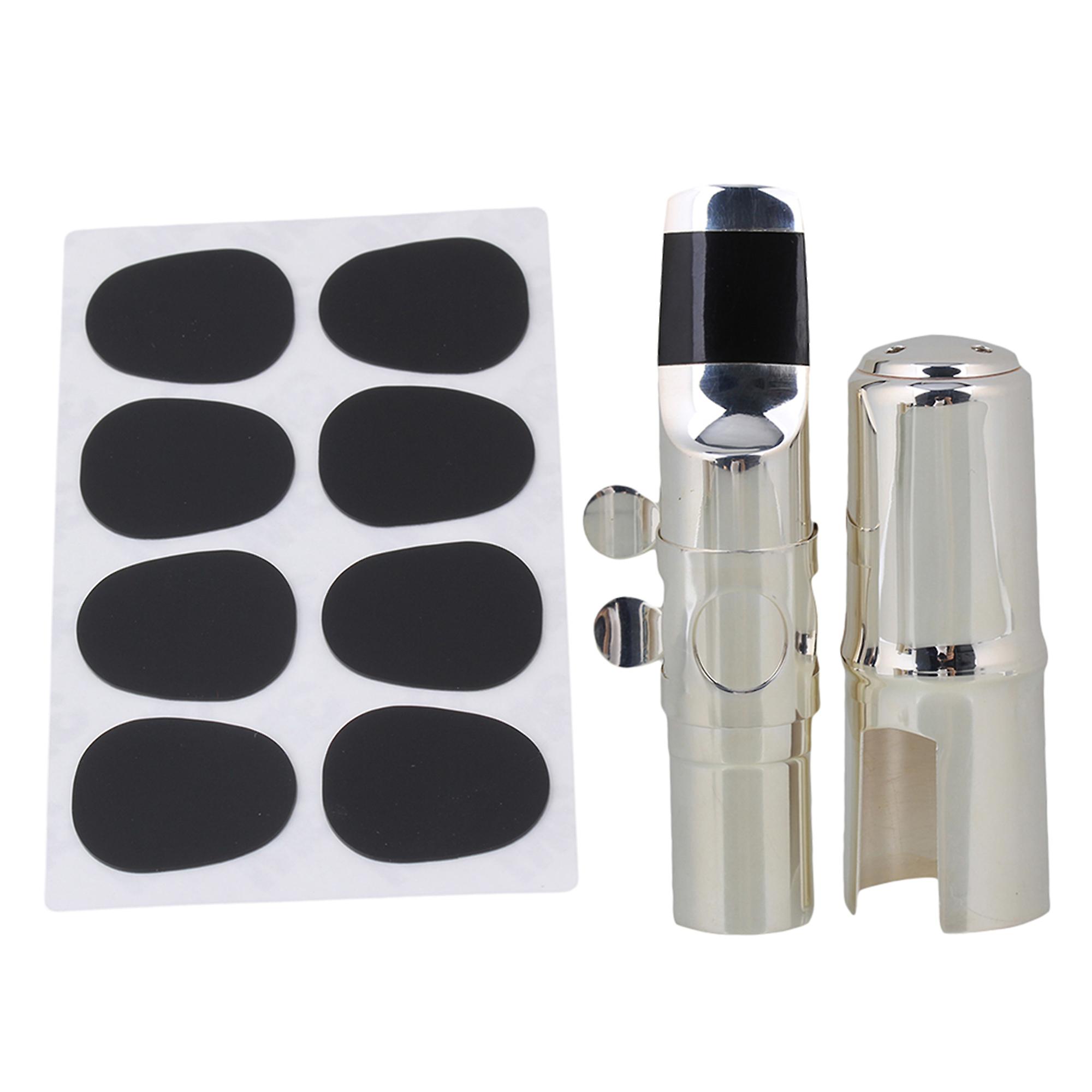 Silver bB Soprano Saxophone Mouthpiece with 8 Black Patches Pads Cushion