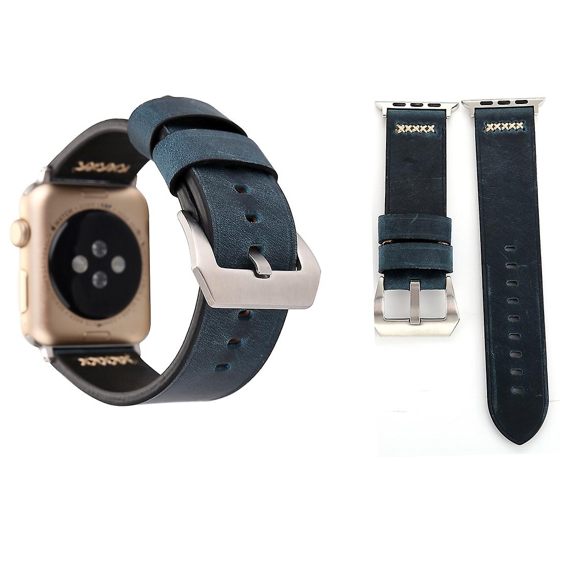 Genuine leather bracelet for Apple Watch series 1 / 2 / 3 38 mm blue