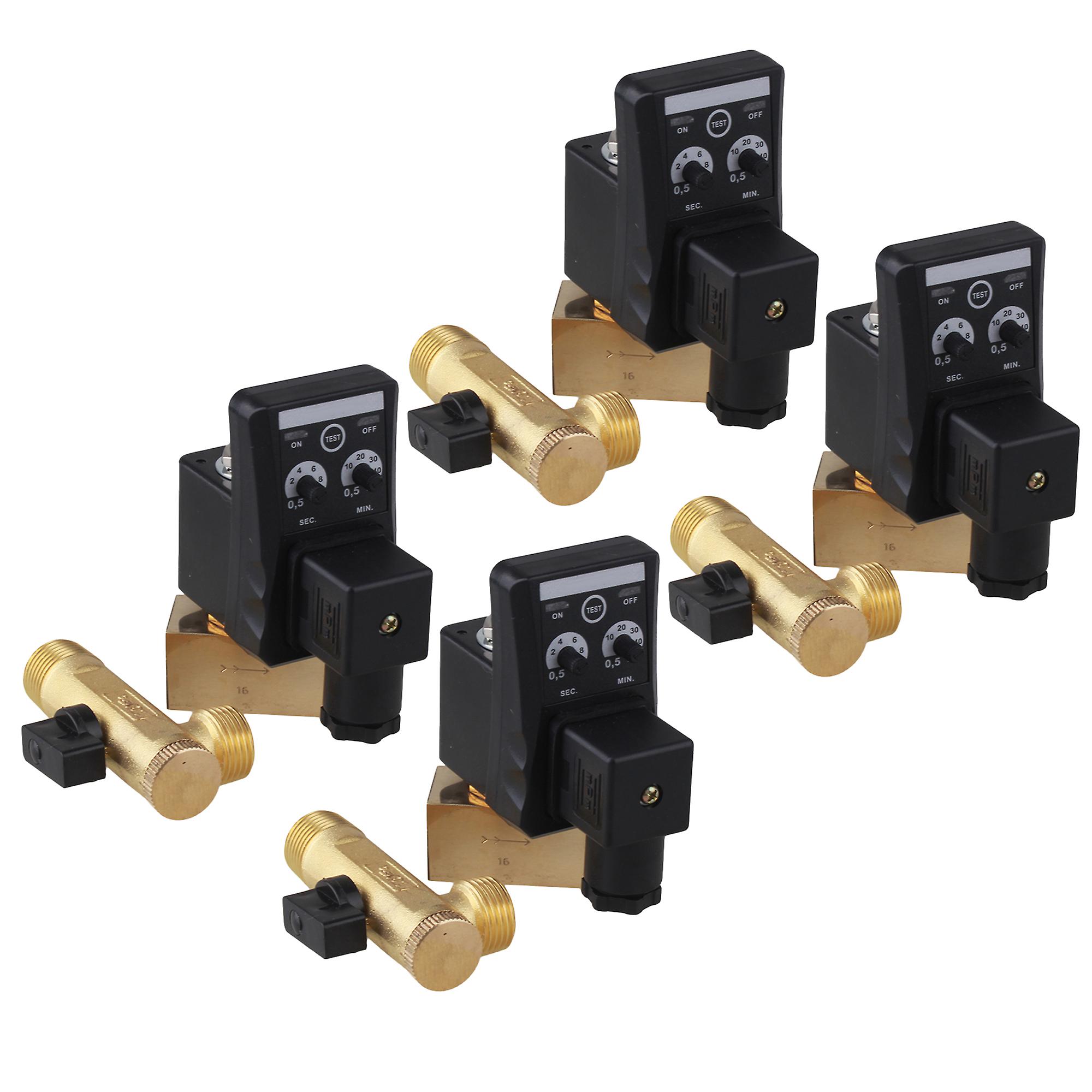 4 x Black Separated Automatic Timed Brass 1/2Inch Drain Valve AC110V