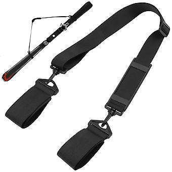 Ski Carrier Strap Pole Carrier Ski Snowboard Shoulder Carrier Accessorio regolabile per attrezzatura da sci nero