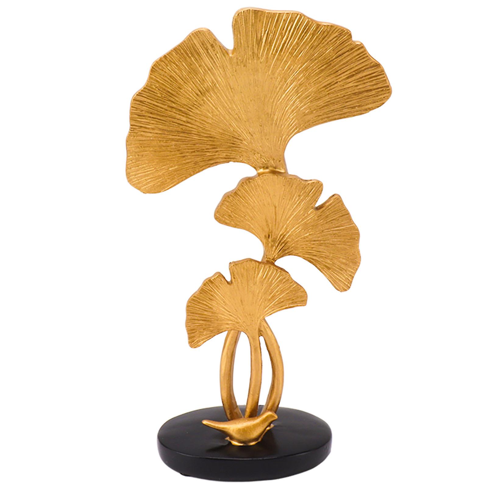 Modern Gold Resin Leaf Decor with Anti-Slip Base for Living Spaces