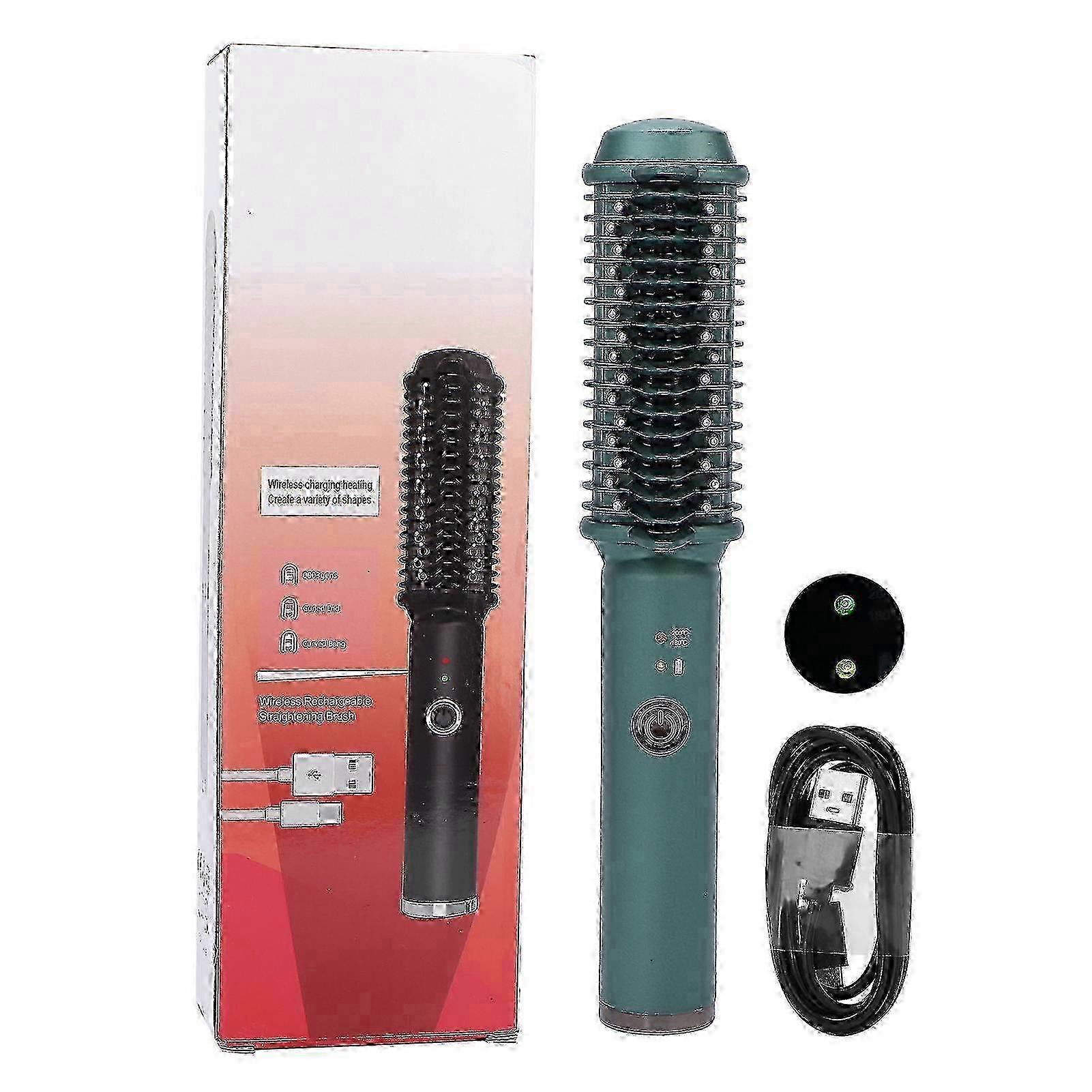 USB straightening brush with adjustable temperature