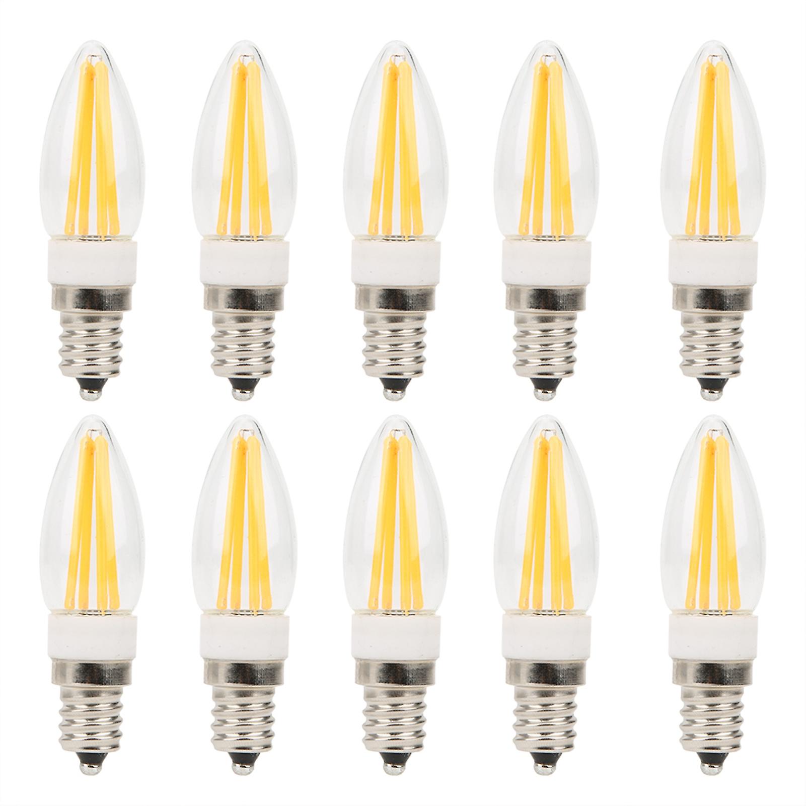 10Pcs E12 Long Filament Light Bulbs 3W AC110V Chandelier Ceiling Lamp Bulb Warm White
