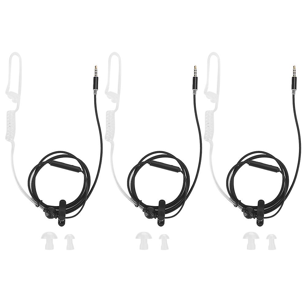 3sets Noise Reduction Headphone AntiRadiation Wire Control Earphone with Mic