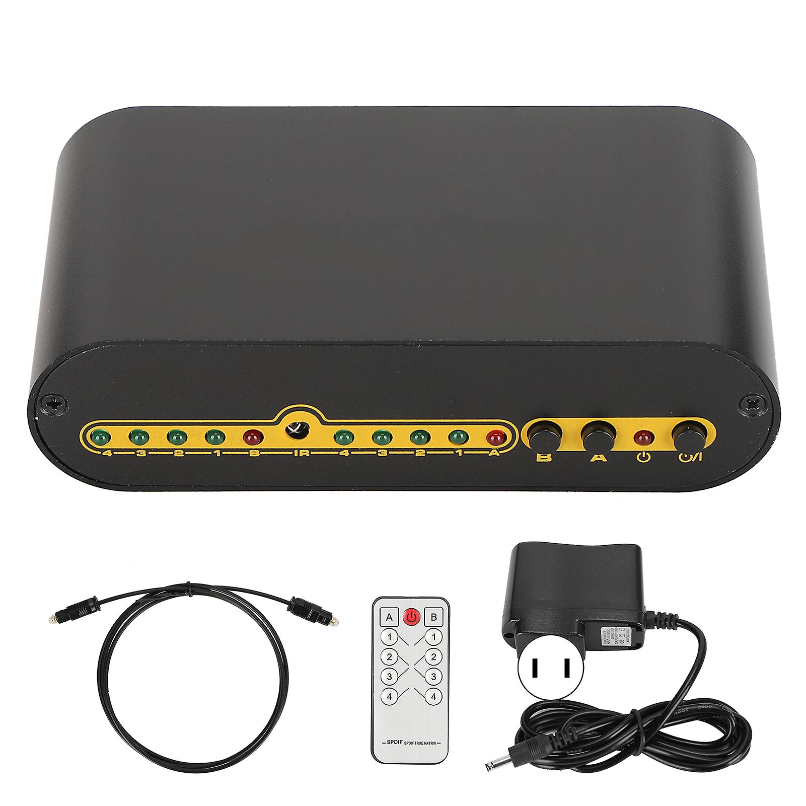 SPDIF Matrice audio optique numérique 4x2 Switch Switcher Splitter avec télécommande 100-240V