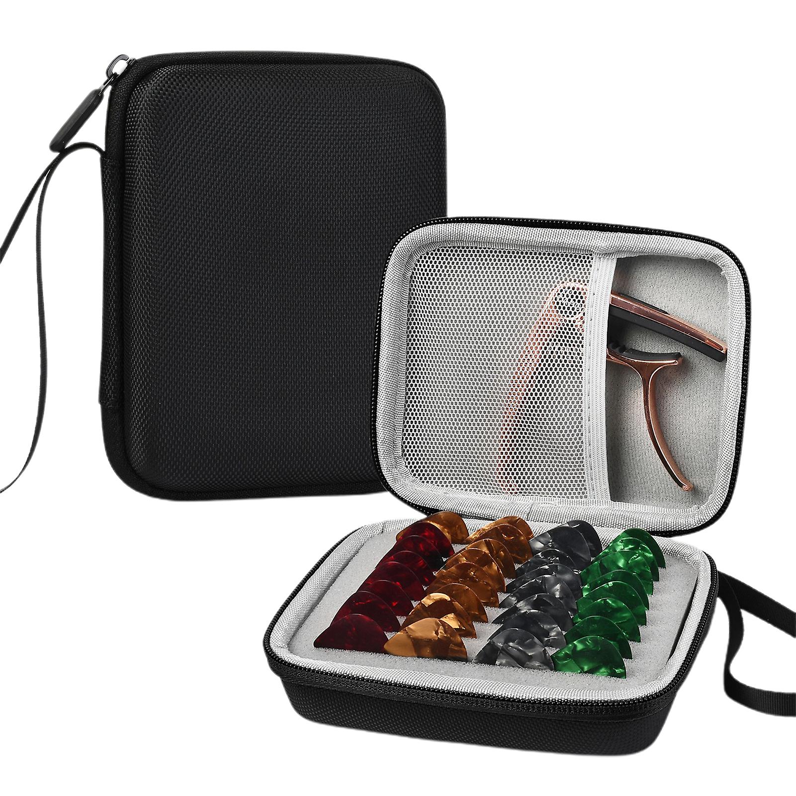 Guitar Pick Holder Case Förvaringsväska för gitarrtillbehör med 15 gitarrplock