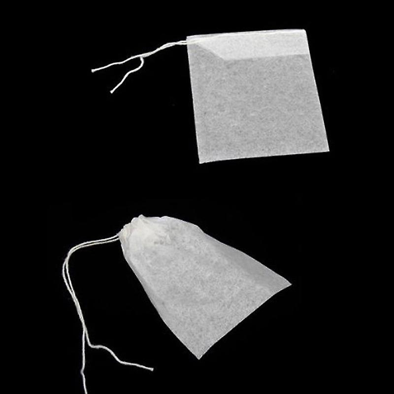100pcs Disposable Empty Tea Bags 5.5 x 7cm Drawstring Paper Teabags Healthy Tea Filter