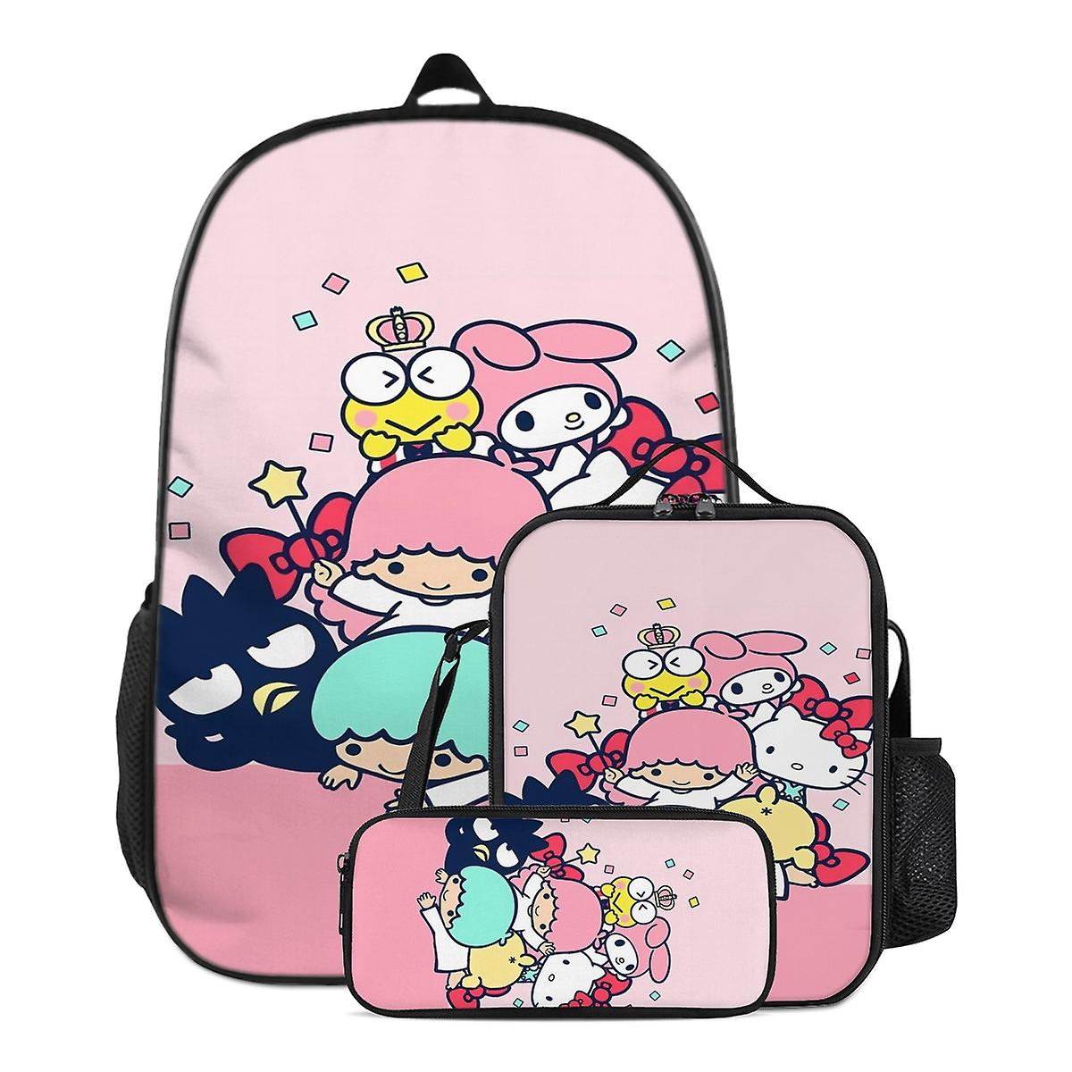 Zaino per la scuola Kuromi con astuccio per il pranzo, borsa per