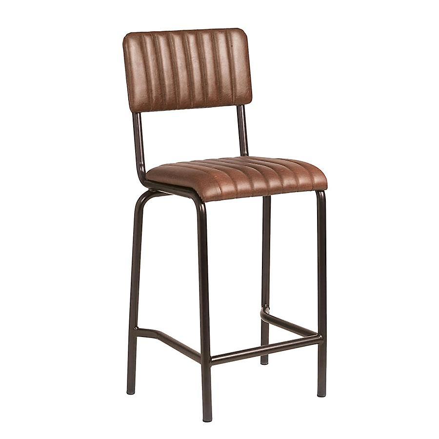 Creme Mid Bar Stool - Ribbed - Lascari Brown