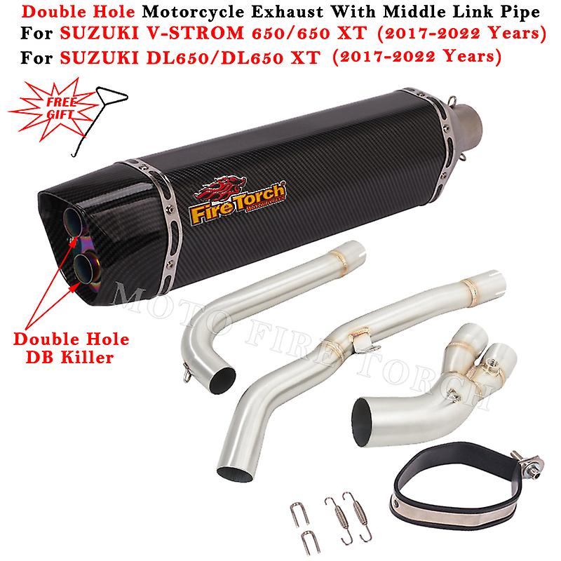 Motorrad Auspuff Flucht modifiziert Doppel loch Schall dämpfer Mittel verbindungs rohr für Suzuki V Strom 650 dl650 xt 2017 2018 2019 2021 2022