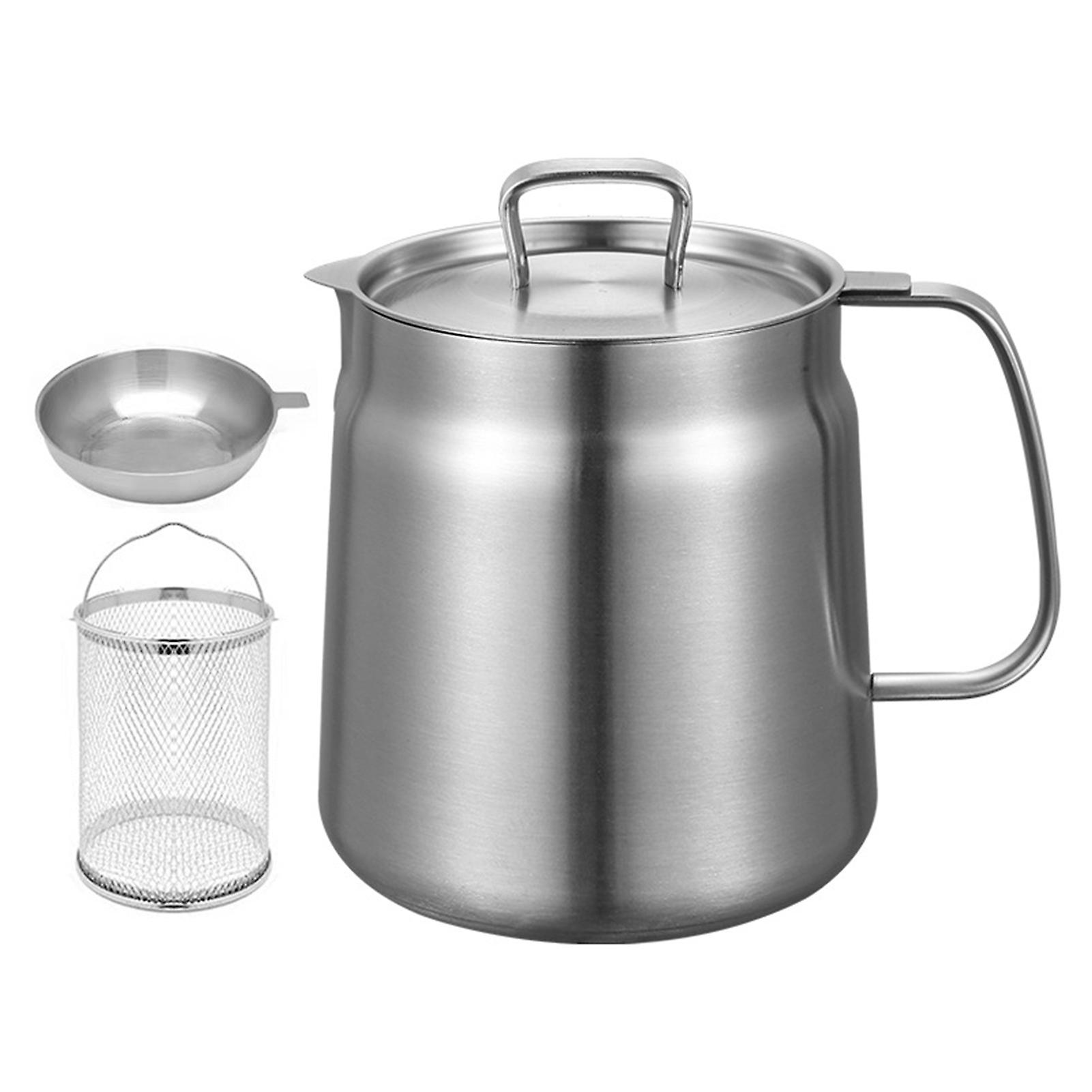 Oil Storage Container with Filter Easy Using Oil Dregs Separate Tank for Deep Frying