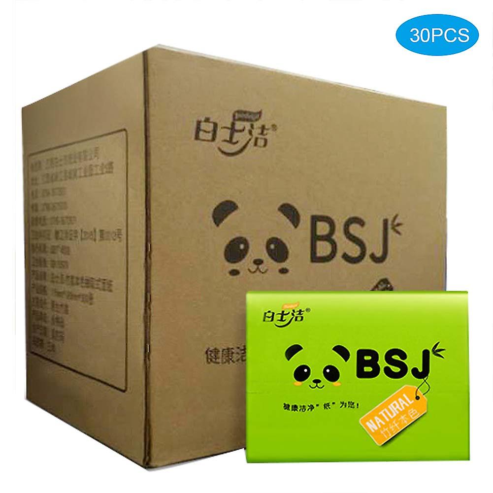 30Packs 4Layers Pumping Bamboo Pulp Extraction Paper Natural Color Toilet Tissues