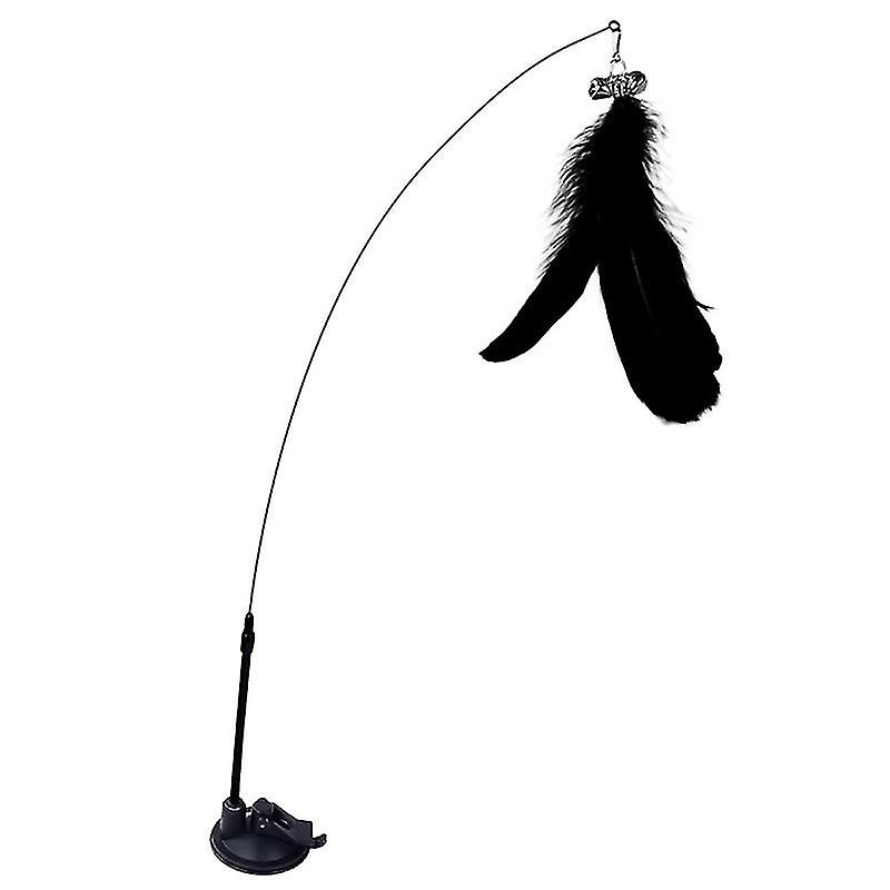 Cat Feather Toy Suction Cup Long Cat Stick with Bell Suitable for Indoor Exercise