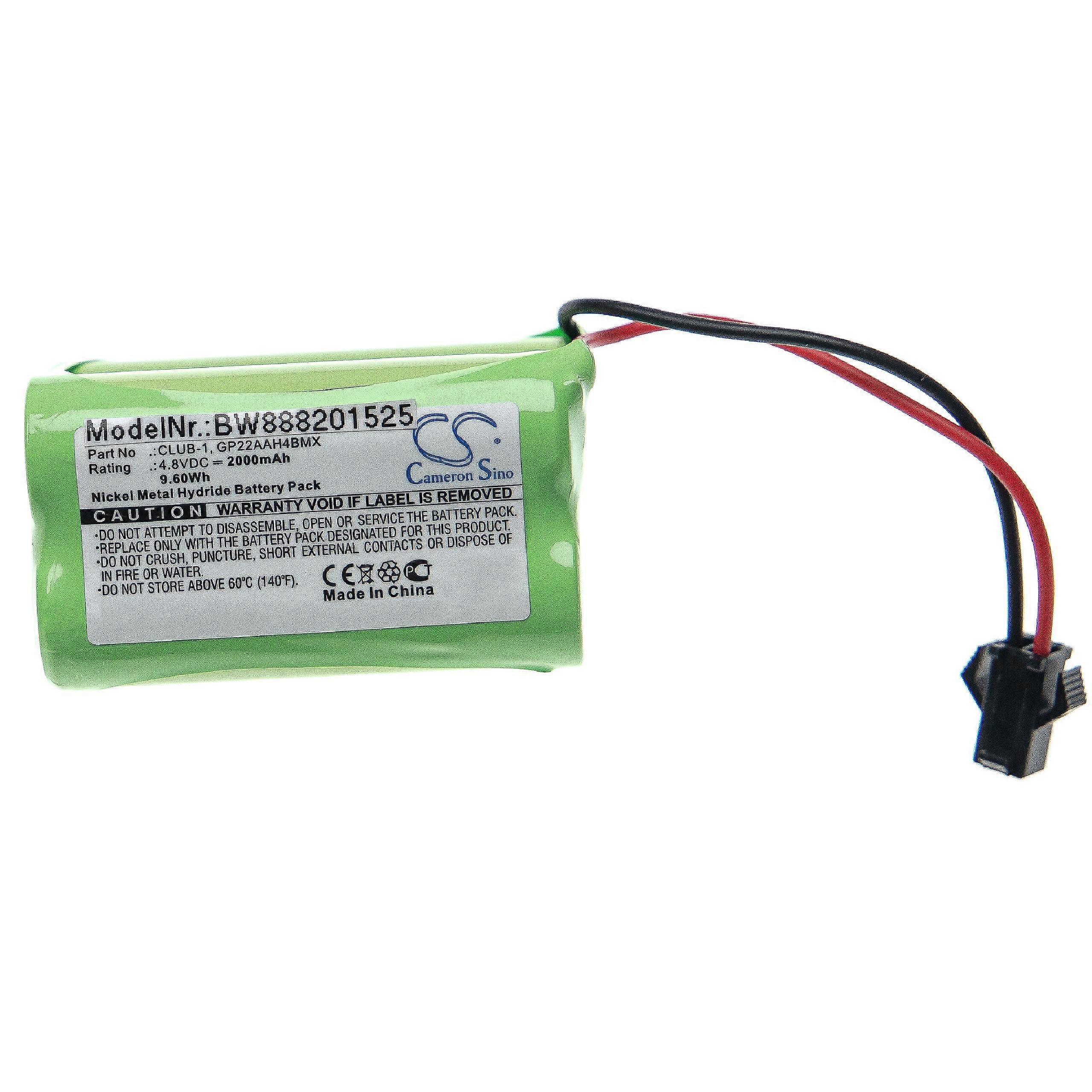 vhbw Akku kompatibel mit Clulite Torch, Range Taschenlampe Kopflampe (2000 mAh, 4,8 V, NiMH)