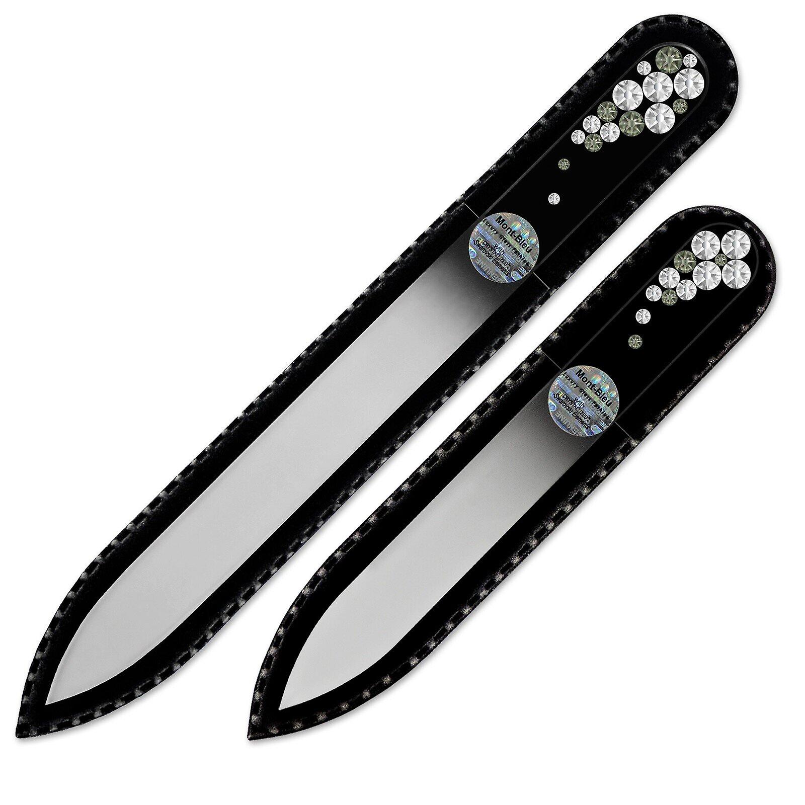Set of 2 Czech Black Glass Nail Files with crystals BB-MS - Crystal