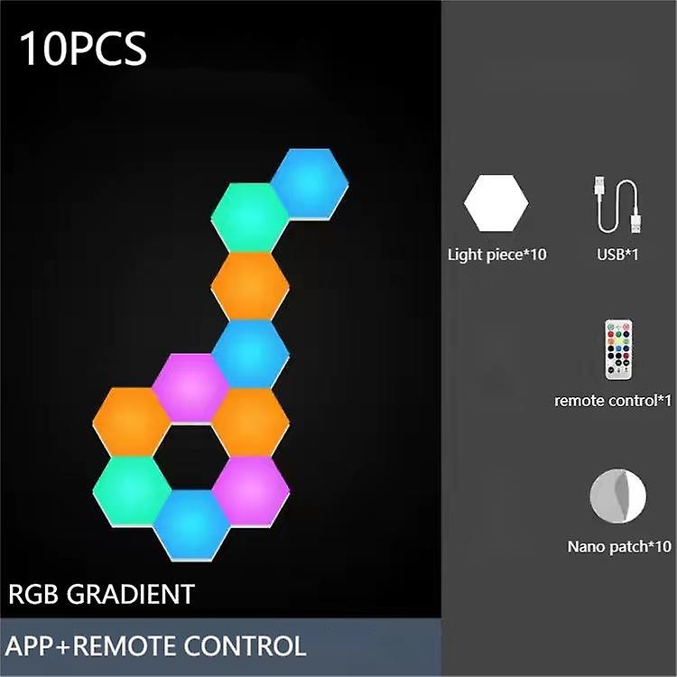 Lumière hexagonale RVB Jeu Atmosphère Lumière Intelligent Commande Vocale Induction Bluetooth App Télécommande Rythme Lumière