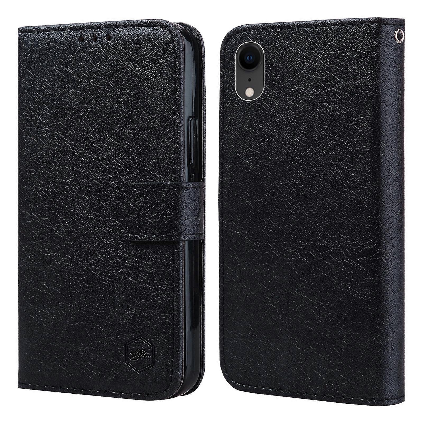 För iPhone XR Hudkänsla Olja Läder Textur PU + TPU Telefonfodral