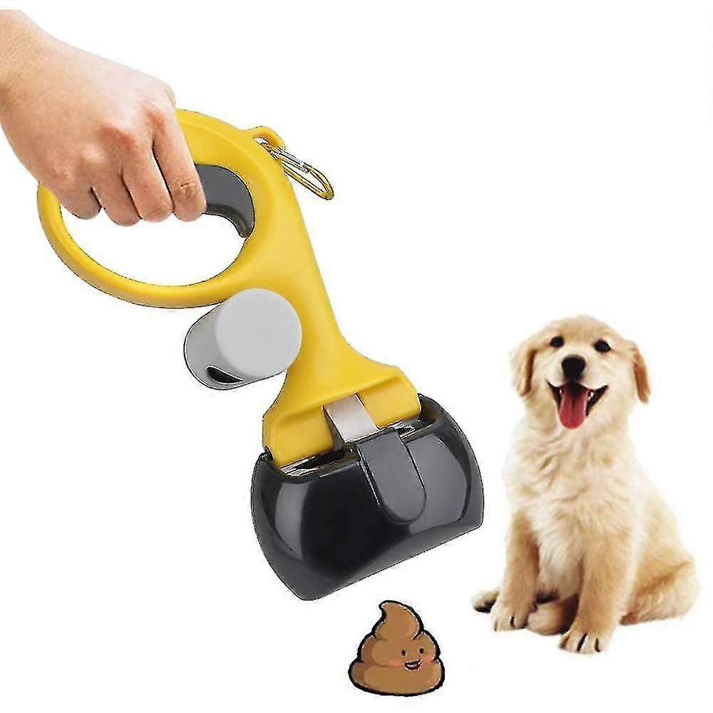 مغرفة نفايات مع كيس قمامة أنبوب قابل للطي للكلاب / القطط في الأماكن المغلقة / في الهواء الطلق في الحديقة الصفراء