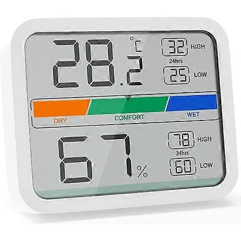 Digital Hygrometer Temperature and Humidity Monitor with / Conversion Maximum and Minimum Temperature and Humidity Value(White)