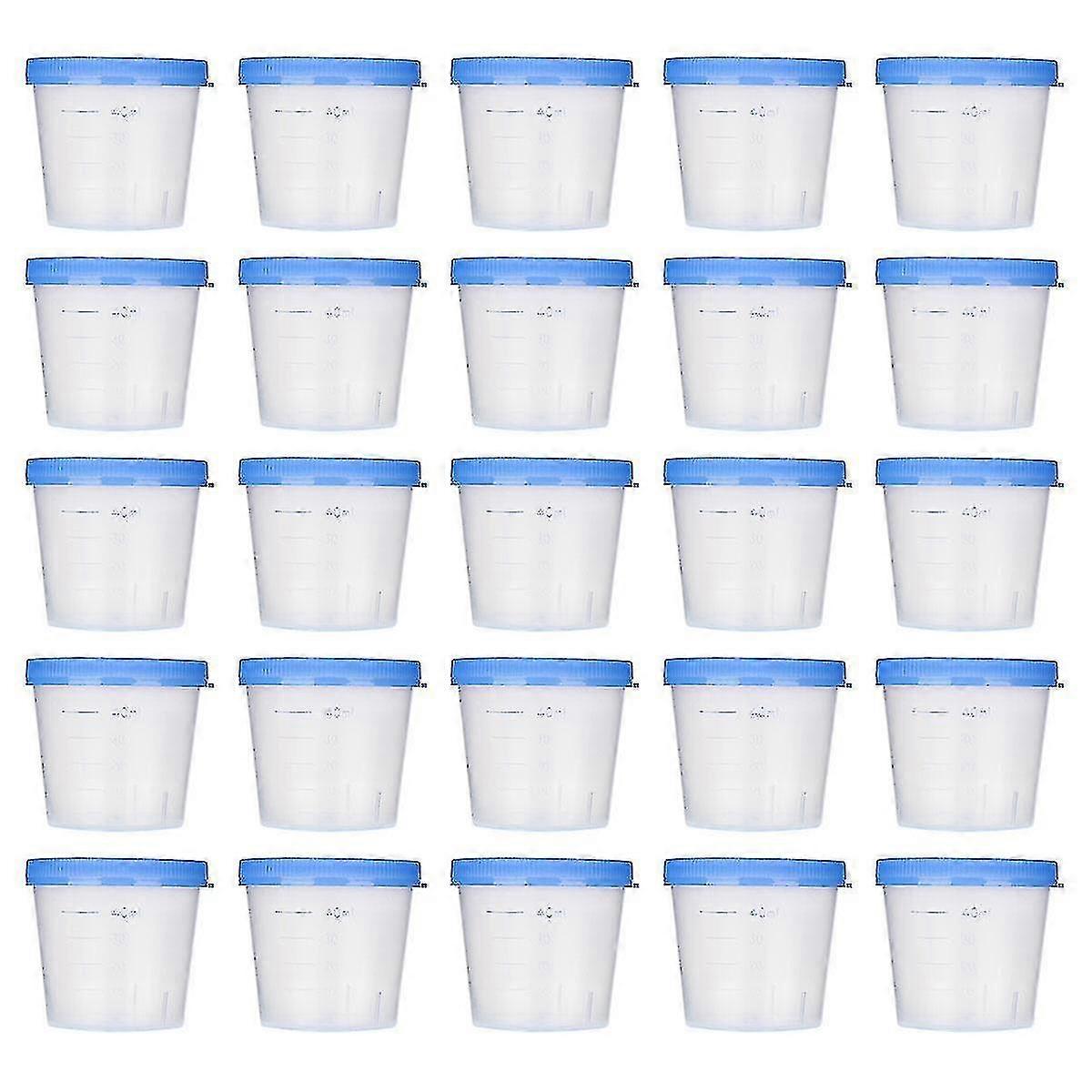 50pcs 40ml Urine Cup Plastic Sterile Urine Cups Specimen Collection Cups With Lids Urine Container Specimen Containers Urine Testing Accessories (rand