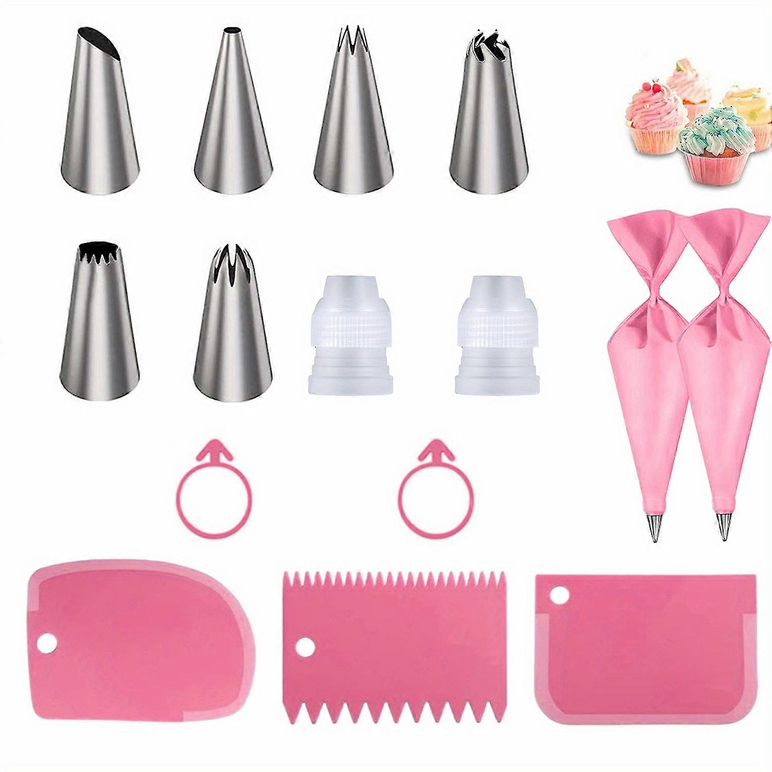 15/21/33/57pcs Cake Decoration Tool Kit, Include Piping Bags, Stainless Steel Piping Nozzles And Couplers, Scraper And Other Accessories, Suitable For