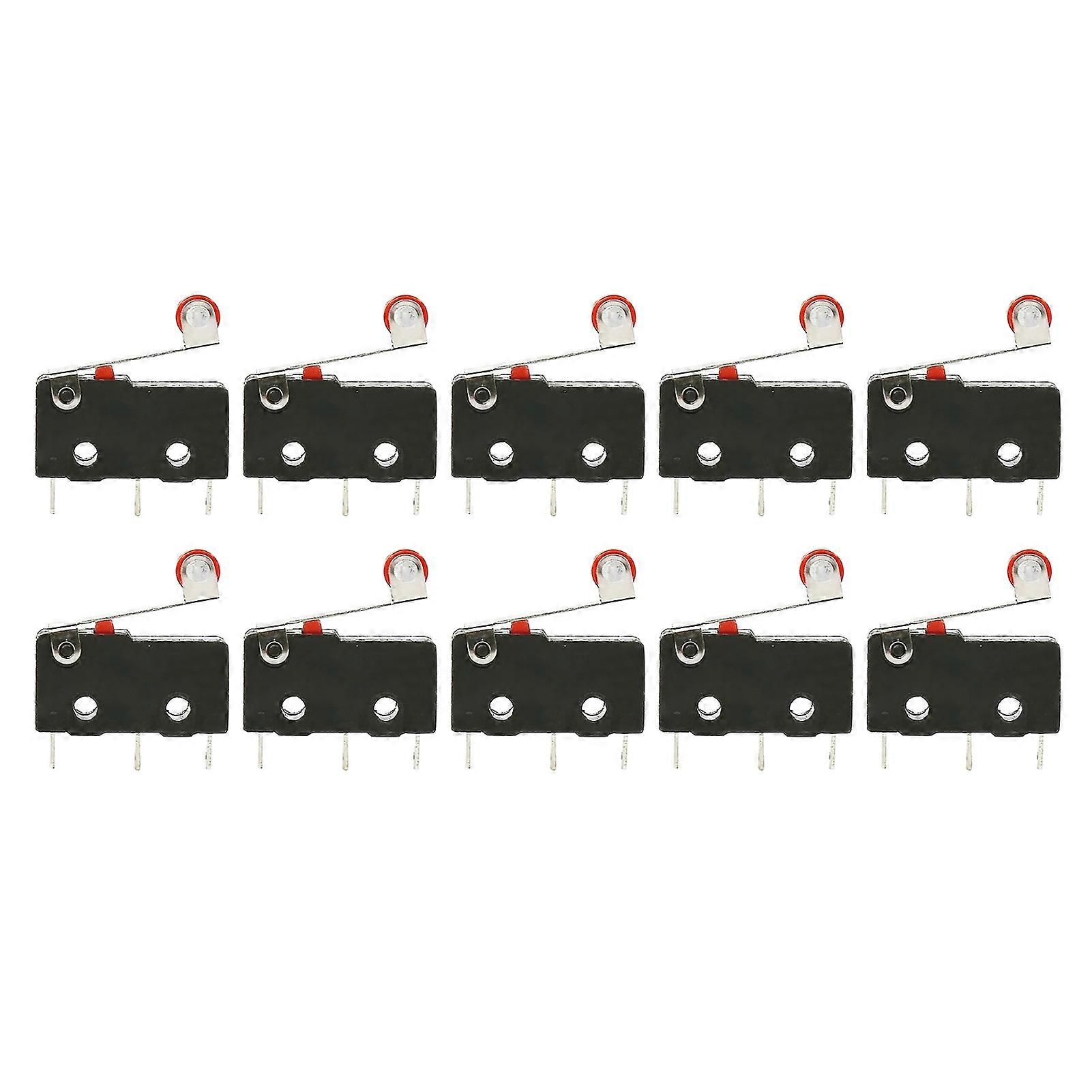 10 Pcs Limit Switch Normally Open Close Limit Switch 3 Pins Terminals With Roller